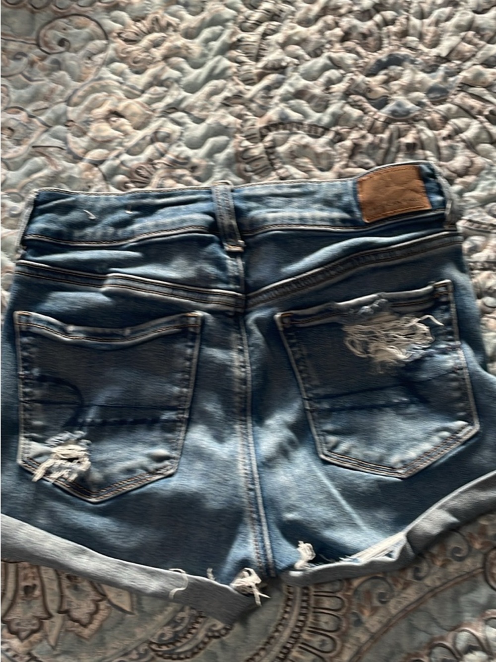 American Eagle Outfitters Distressed Dark Blue Denim Shorts